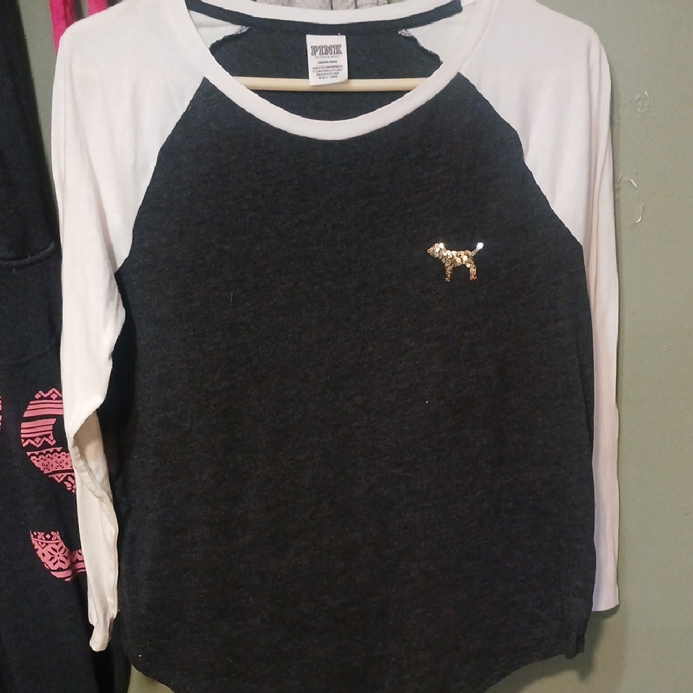 VS Pink Black and White Long Sleeve Shirt